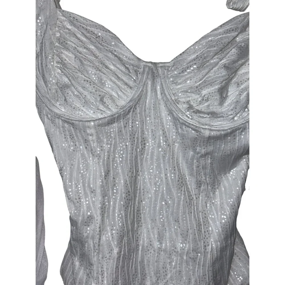 BOAMAR Millie Cheeky One Piece in White Textured Shine Medium New Bridal Swim